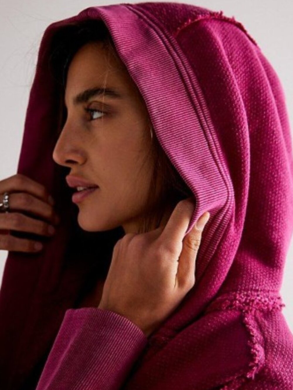 FREE PEOPLE We The Free Forever Yours Hooded Oversized Cardi Sweatshirt Magenta - Picture 3 of 10